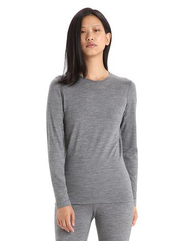 Icebreaker Merino 200 Oasis Long Sleeve Crewe Thermal Top Naisten Yksiosainen ja sarjat Harmaat | FI 1767JPQJ